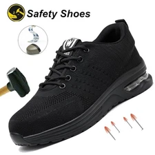 Lightweight Breathable Safety Sneaker Mens Non Slip Work Shoes Steel Toe Boots