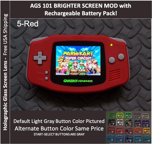 Game Boy Advance GBA System AGS101 retroilluminato mod-schermo in vetro-con batt ricaricabile - Foto 10 di 25