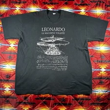 Vintage Screen Stars Leonardo Da Vinci Art Shirt Black Size XL La Macchina