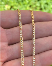 Collar de cadena Figaro relleno de oro 14K de 20" y 24" para mujer y hombre