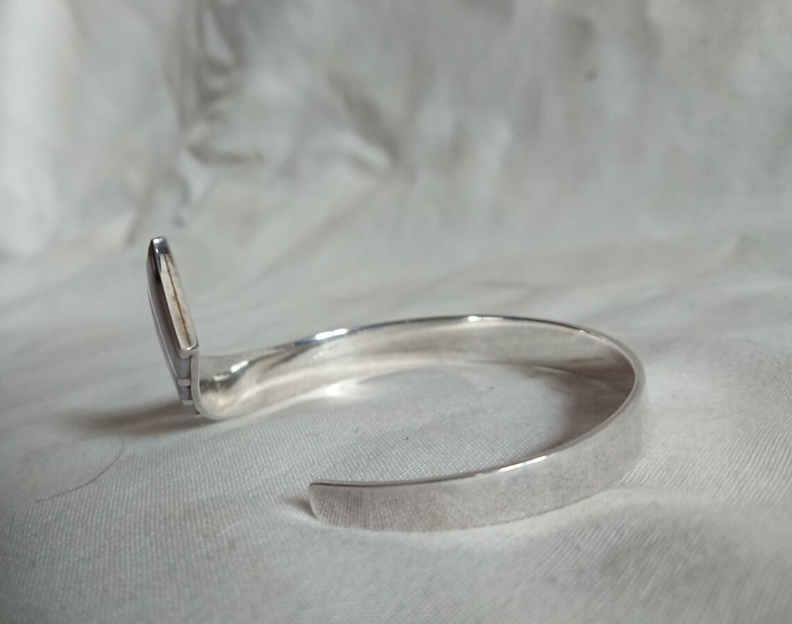 Hallmarked Solid Sterling Silver Shell Inlay Bang… - image 9
