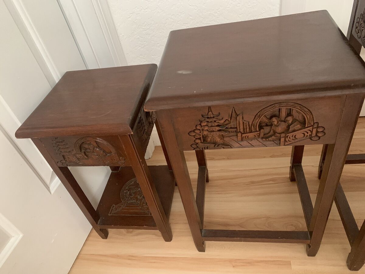 Vintage George Zee & Co Hong Kong Hand Carved Wood Nesting Vintage George Zee & Co Hong Kong Hand Carved Wood Nesting