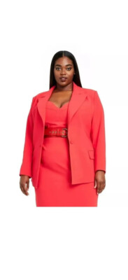 Sergio Hudson x Target Women's Size 2X Red Strong Shoulder Tailored Blazer