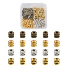 400pcs 4 Colors 4mm Column Tibetan Alloy Bead Spacers Tiny Loose Spacer Beads