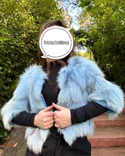 Dyed Golden Island fox fur jacket, XS short fox fur jacket, vintage jacket, fox