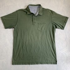 Woolrich Polo Shirt Mens Large Army Green Pocket Short Sleeve 100 Cotton