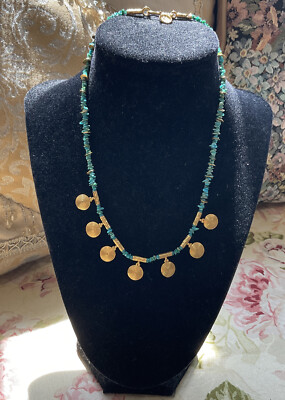 ARA 22K Gold Turquoise Seven Round Gold Discs  ￼Similar To Gurhan Design