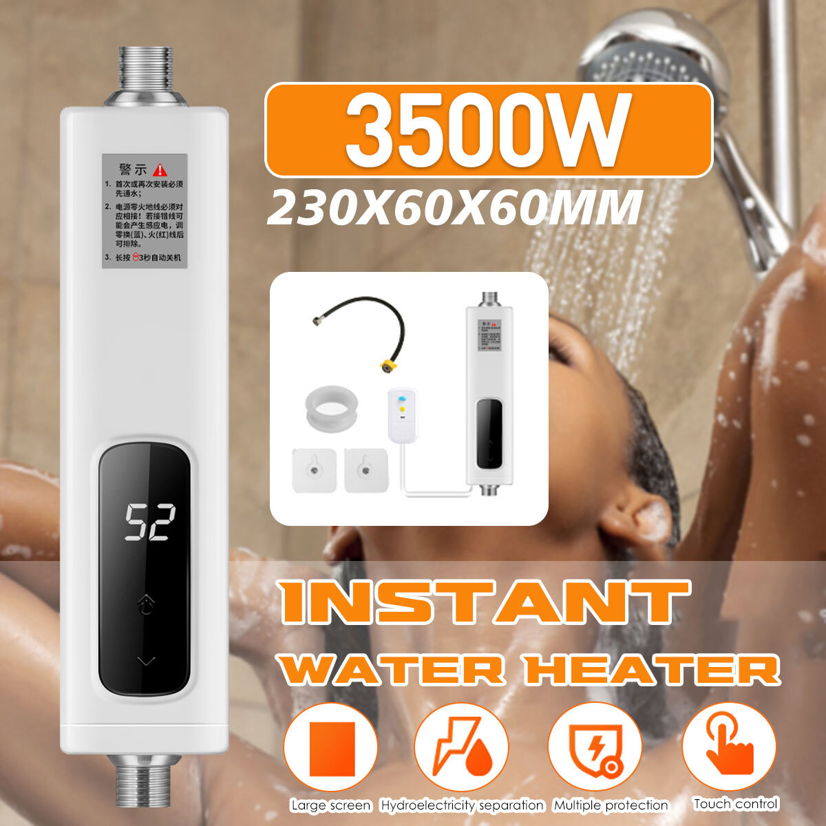 220V Electric Hot Instant Tankless Water Heaters Shower Boiler Kitchen  Bathroom | eBay