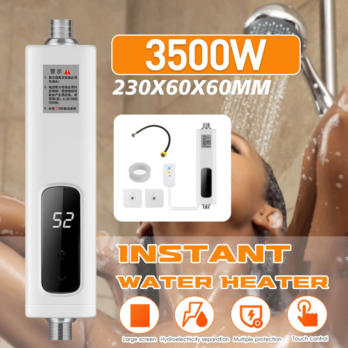 220V Electric Hot Instant Tankless Water Heaters Shower Boiler Kitchen  Bathroom | eBay