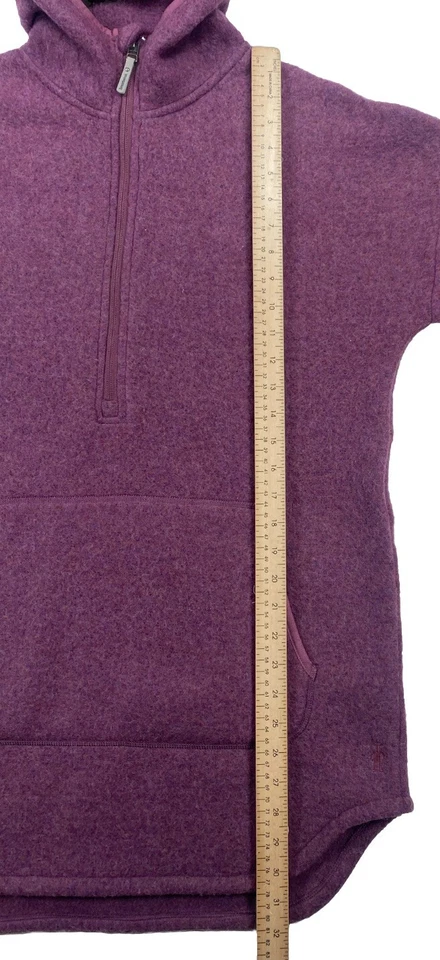 Poncho Smartwool para mujer pequeño Hudson Trail polar con capucha 1/2 cremallera púrpura Foto 3 de 4