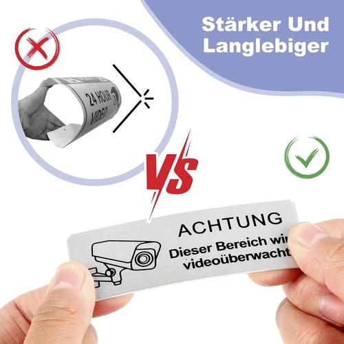 Alu 85x30mm Schild Videoüberwachung Kameraüberwachung Schild mit 3M klebeband - Bild 9 von 14