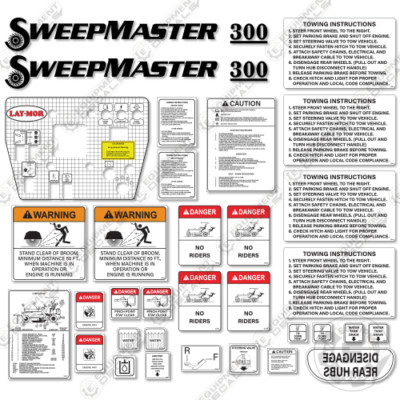 Fits Sweepmaster 300 Decal Kit Street Sweeper - INCLUDES WARNINGS AND DASH DECAL