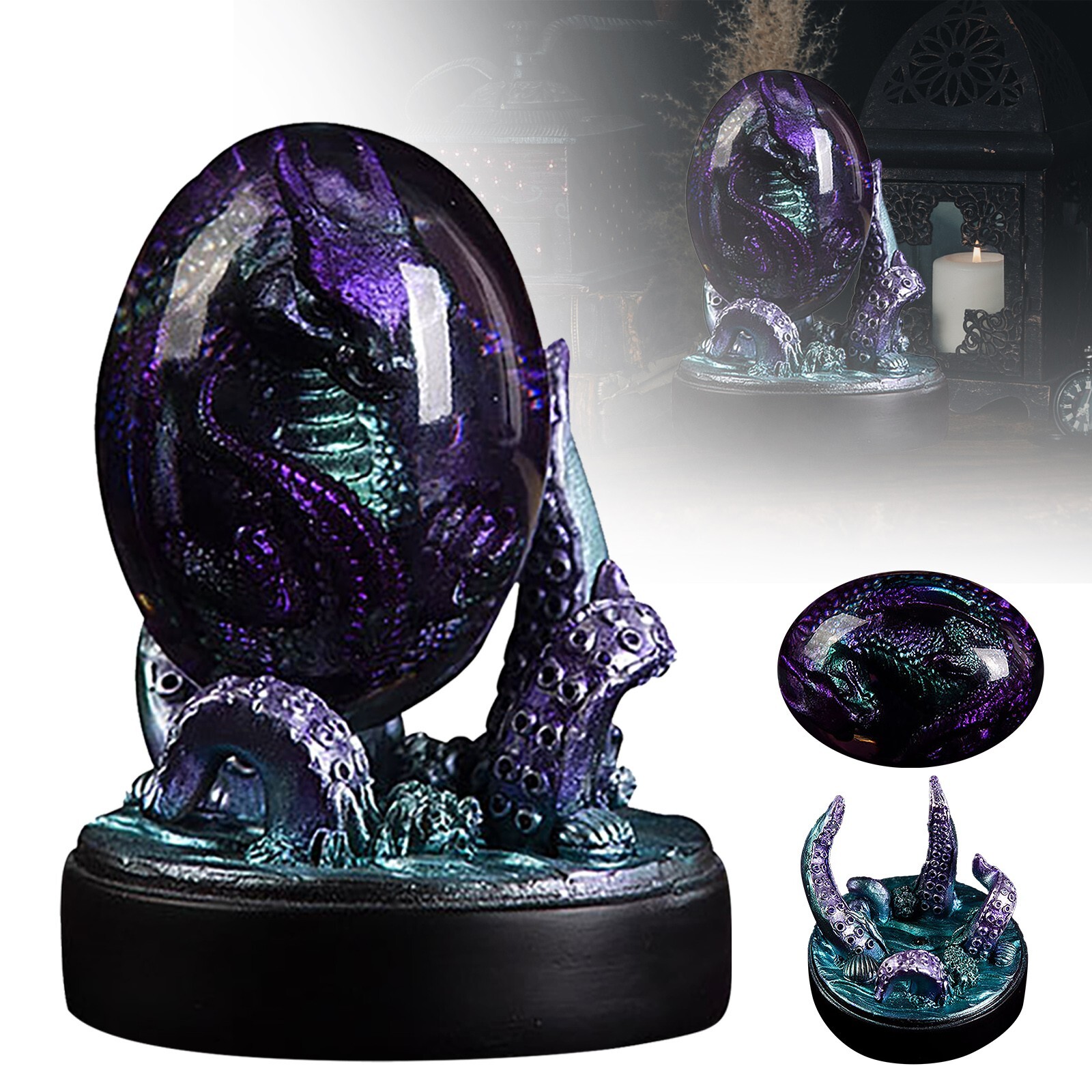 Glow in the Dark Lava Egg Crystal Resin Decoration Polished