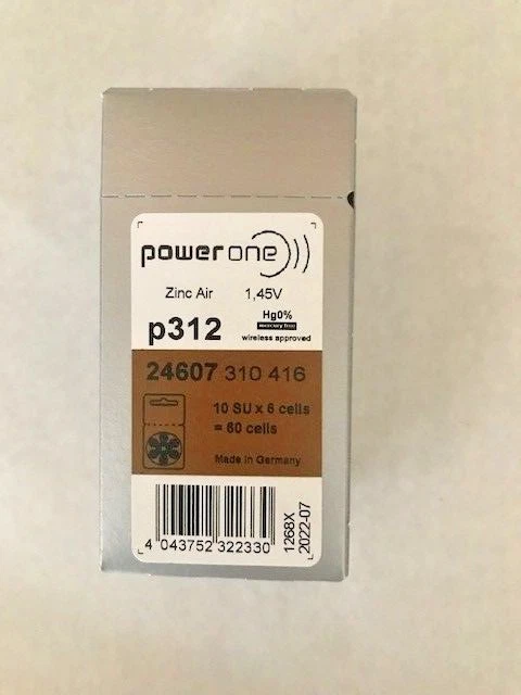 60 Powerone слуховой аппарат размер 312 подлинный Mercury бесплатные батареи - Ex-2029-Германия - Изображение 3 из 3