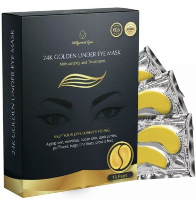 Under Eye Collagen Patch, 24K Gold Anti-Aging Pads for Puffy Eyes & Bags 16 Pair