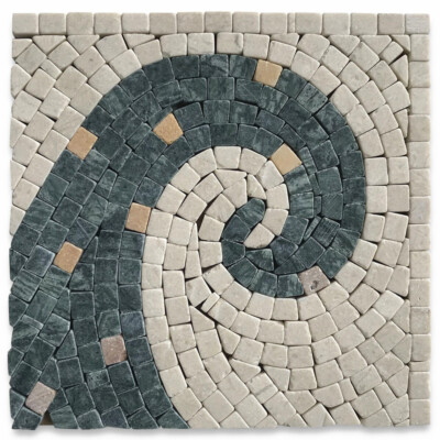 B0096CT Marble Mosaic Border Listello Wave Sea 5.9x5.9 Corner Tile Polished
