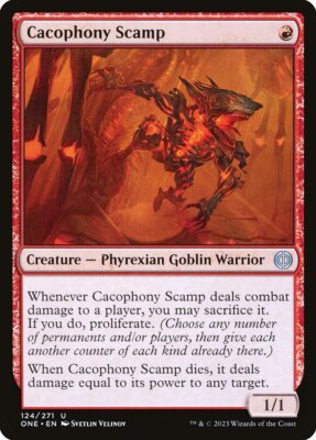 MTG Magic the Gathering Cacophony Scamp (124/530) Phyrexia All Will Be One LP