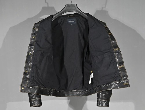 Herren 506xx Typ 1 Stil Slim Fit Plissee Bitak Horsehide Leder Trucker Jacke - Bild 11 von 17