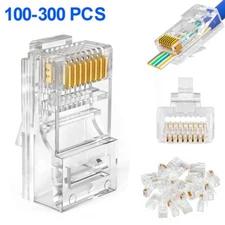 100pcs RJ45 Pass Through Modular Plug Network Cable Connector End 8P8C CAT6 CAT5
