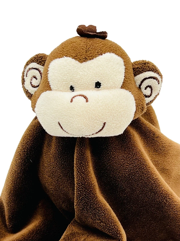 Tiddliwinks 猴子 Lovey 毛绒婴儿安全毯棕色棕褐色 13 x 13 羊毛 — 第 2/4 张图片