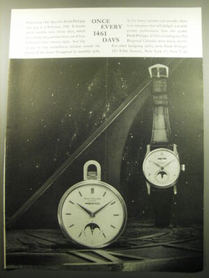 1960 Patek Philippe Advertisement - Pocket Watch and Perpetual Calendar Watch