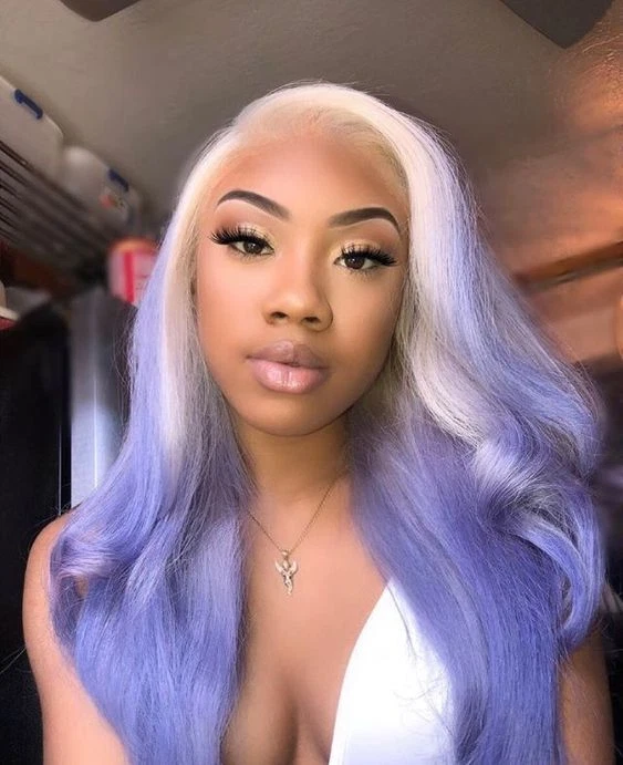 Lace front top wig lavender