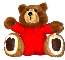 Vintage Dakin Bear Red Union Suit Pajamas Long Johns1988 Brown Plush EUC 10"