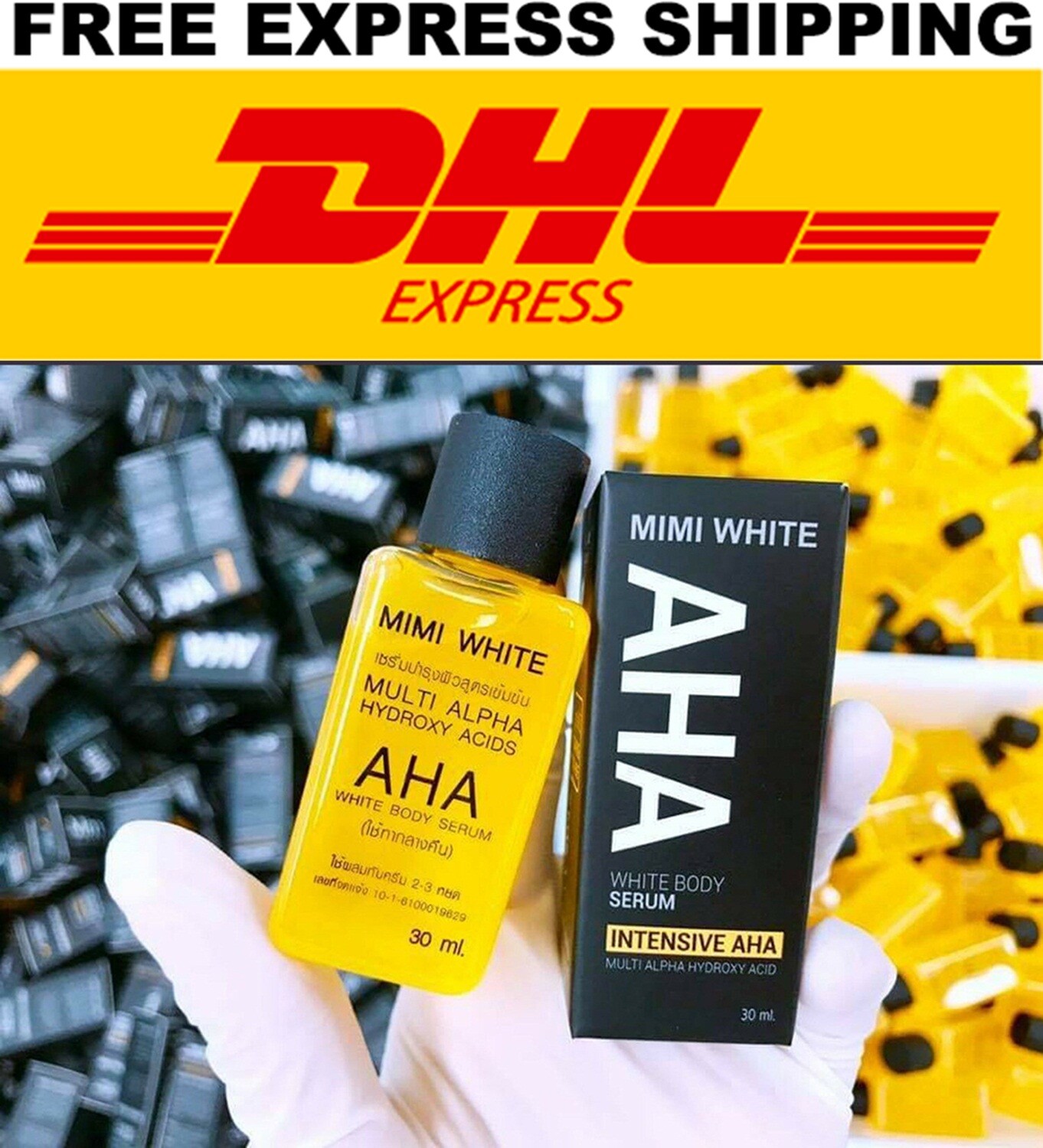 12 PEICE MIMI WHITE AHA WHITENING BOOSTER SERUM Bleaching Brightening Skin 30ml.