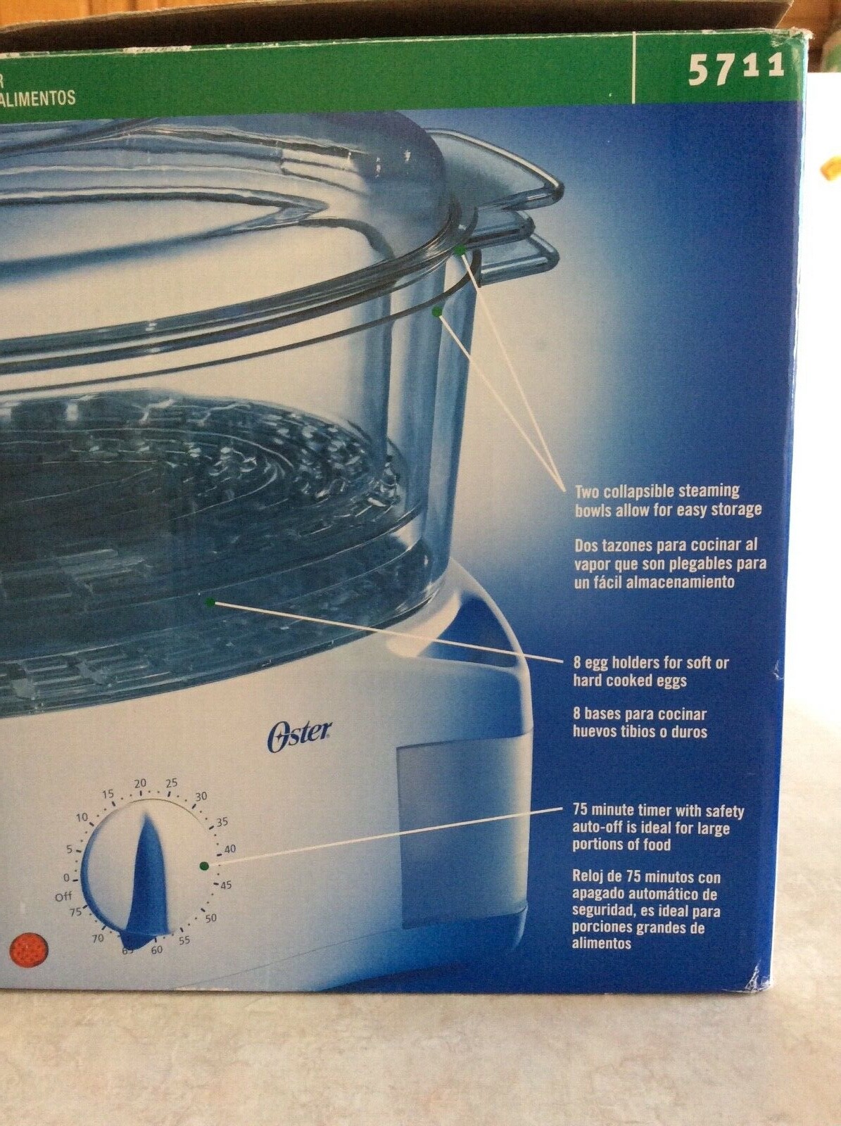 Oster Mechanical Food Steamer 5711 6.1 Quart 2 Tier White Timer Vegetables  | eBay