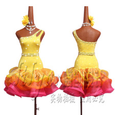 Latin Dance Competition Skirt Performing Dress Light Yellow Fishbone Skirtess