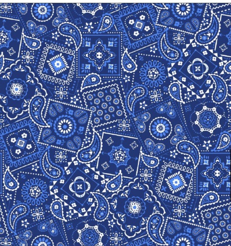 Blue Rag Pattern Blue Bandana Pattern 100% Western Design Cotton Paisley Bandana, Blue