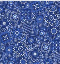 Blue Bandana Print Precut 1YD 100 Cotton Fabric