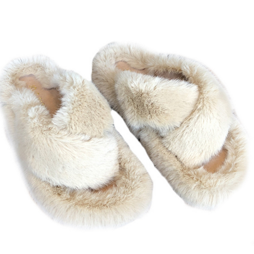 Chic Mink Fur Slippers Women Furry Warm 