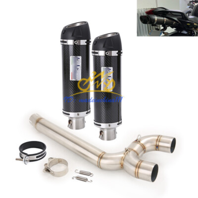 For Yamaha FZ6 FZ6N FZ6S 2004-2011 Exhaust System Mid Link Pipe Carbon Mufflers