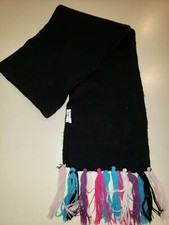 girls SOLID BLACK SCARF colorful tassel style fringe trim one size fits most 48