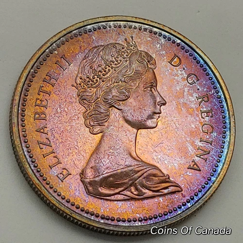 1972 Canada Silver Dollar UNCIRCULATED Coin RAINBOW TONED Voyager #coinsofcanada