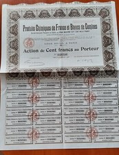 PRODUITS CHIMIQUES DE FRANCE ET BLANCS DE COMINES SHARE CERTIFICATE FEB 1931