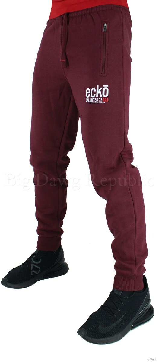 Ecko Unltd Men's Designer Fleece Cotton Jog Pants, Black, Blue, Grey