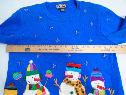 Vintage BEREK Studios Ugly Christmas Sweater Knit Size Small Pull Over Snowman - Picture 4 of 10