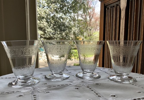 Baccarat France Segur gravierte Schnapsgläser (4) seltenes Muster BAC19 - Bild 11 von 13