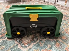 4-in-1 Garden Stool Multi-Use Scooter Rolling Cart Storage Bin & Seat New in box