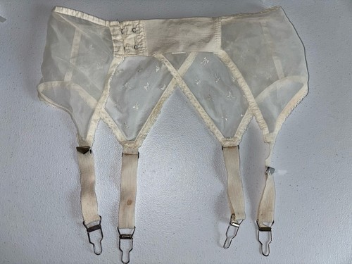 Vintage Naturflex Garter Belt Sheer Ivory Sz Small 24-26 USA Metal clips - Picture 8 of 16