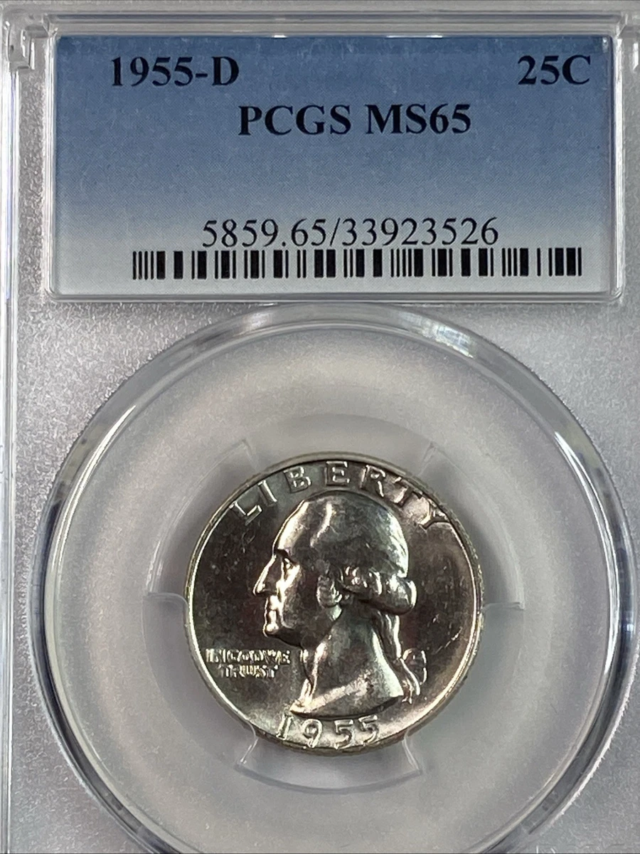 PCGS Certified MS 65 Graded 1955 Washington Quarters (1932-1998