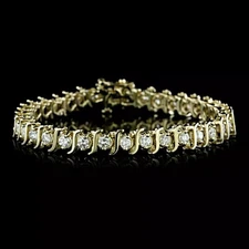 Women's Tennis Bracelet 7.25" 5.00 Ct Lab Created Diamond 10K Yellow Gold Plated
