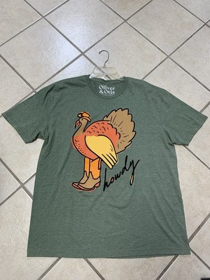 Womens 2XL Green Howdy Cowboy Turkey Thanksgiving Graphic T-Shirt NWT