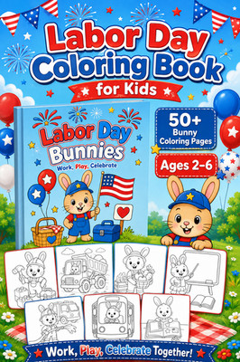 Children's Labor Day Bunnies Coloring Books for kids holiday activity