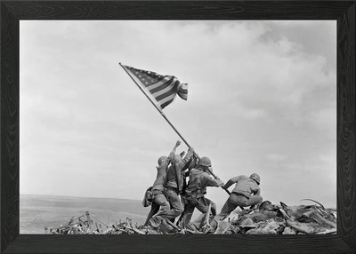 Hissen der Flagge bei Iwo Jima Gerahmtes Wandbild Poster Leinwanddruck Bild