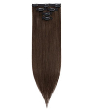 Clip in Hair Extensions Real Human Hair Remy Extensions Clip, Chocolate Brown