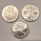 3) American Eagle Silver Dollar Mixed Date Lot. Nice Gem Uncirculated *