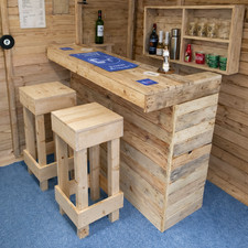 RUSTIC WOODEN BAR BUNDLE • SET OF BAR STOOLS • RUSTIC SHELVING UNIT